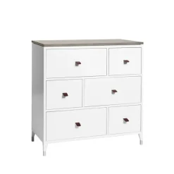 Abisko lipasto, valkoinen, betonitaso, 6 laatikkoa