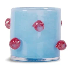 Arlo kynttilälyhty XS Ø10 cm, Vaaleansininen-viininpunainen