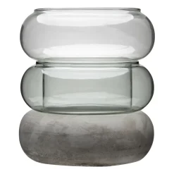 Bagel maljakko/kynttilälyhty 22 cm, Harmaa