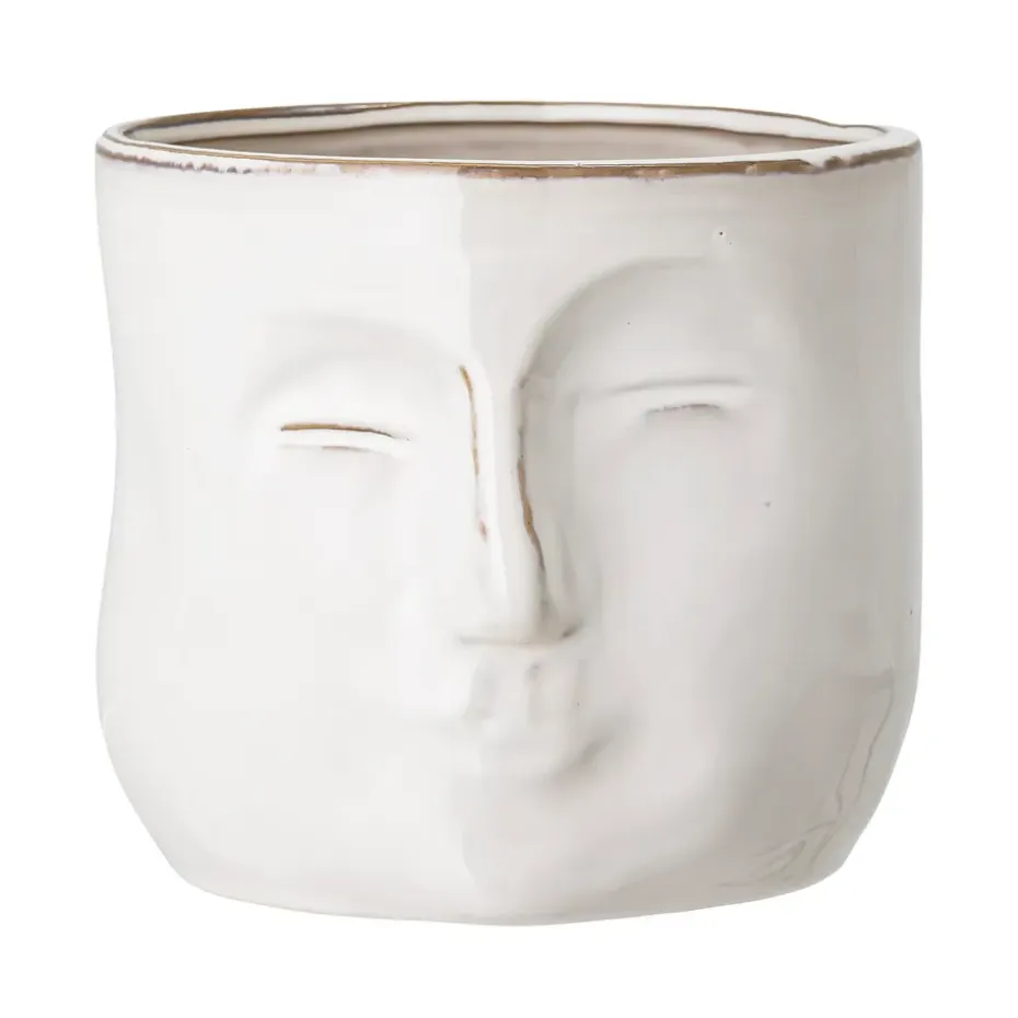 Bloomingville ruukku kasvoilla 16,5x18 cm, Valkoinen