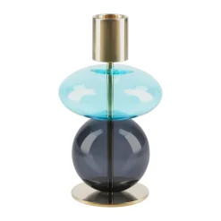 Bubble kynttilänjalka 14 cm, Blå-smoke