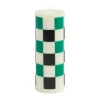 Column Candle pöytäkynttilä medium 20 cm, Off white-green-black check