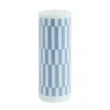 Column Candle pöytäkynttilä large 25 cm, Light blue-dusty blue check