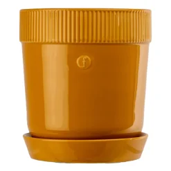 Denise ruukku aluslautasella Ø 14 cm, Keltainen