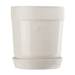 Denise ruukku aluslautasella Ø 14 cm, Valkoinen