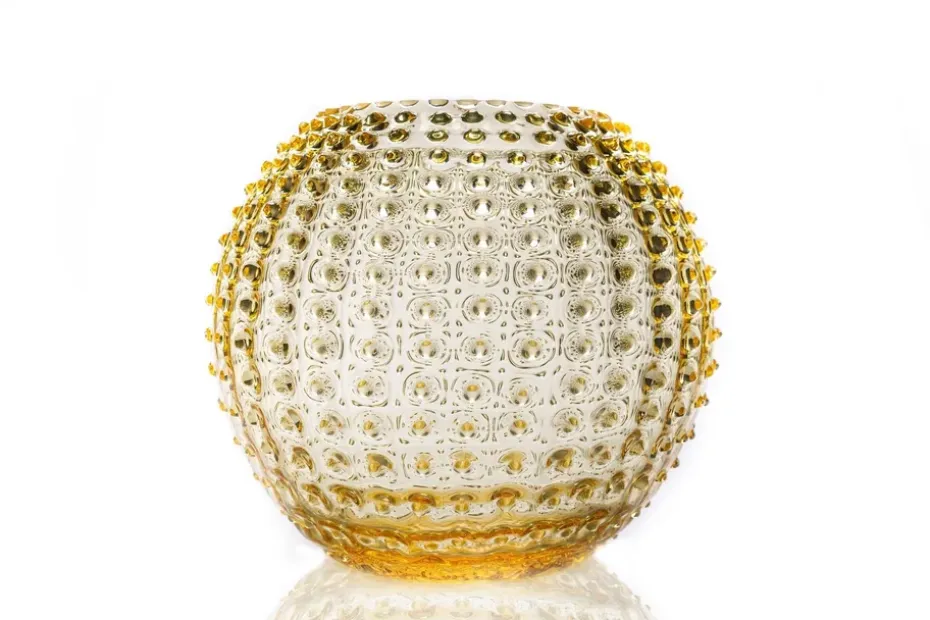 Hobnail Globe maljakko 24 cm, Sitruuna