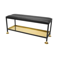 Kenkähylly 11, Musta/messinki, musta nahkatyyny