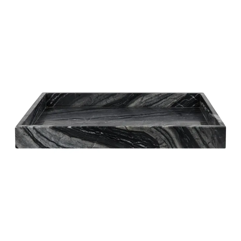 Marble koristetarjotin large 30x40 cm, Black-grey