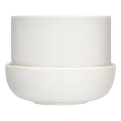 Nappula ruukku aluslautasella Ø17 cm k13 cm, Valkoinen