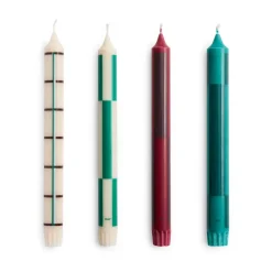 Pattern kynttilä mix 4-pack, Greens-bordeaux