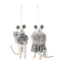 Peo joulukoriste hiiri 2 kpl, Valko-harmaa