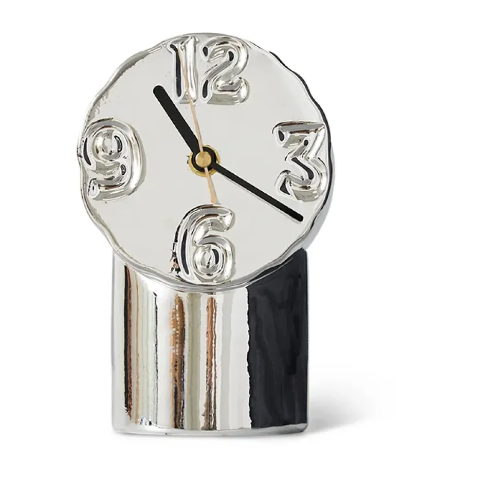 Retro keraaminen kello 17,5 cm, Chrome