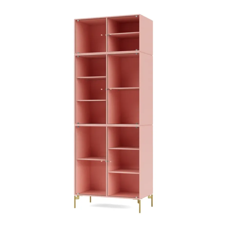 Ripple IV vitriinikaappi 69,6x187,2x38 cm, Ruby-jalat brass