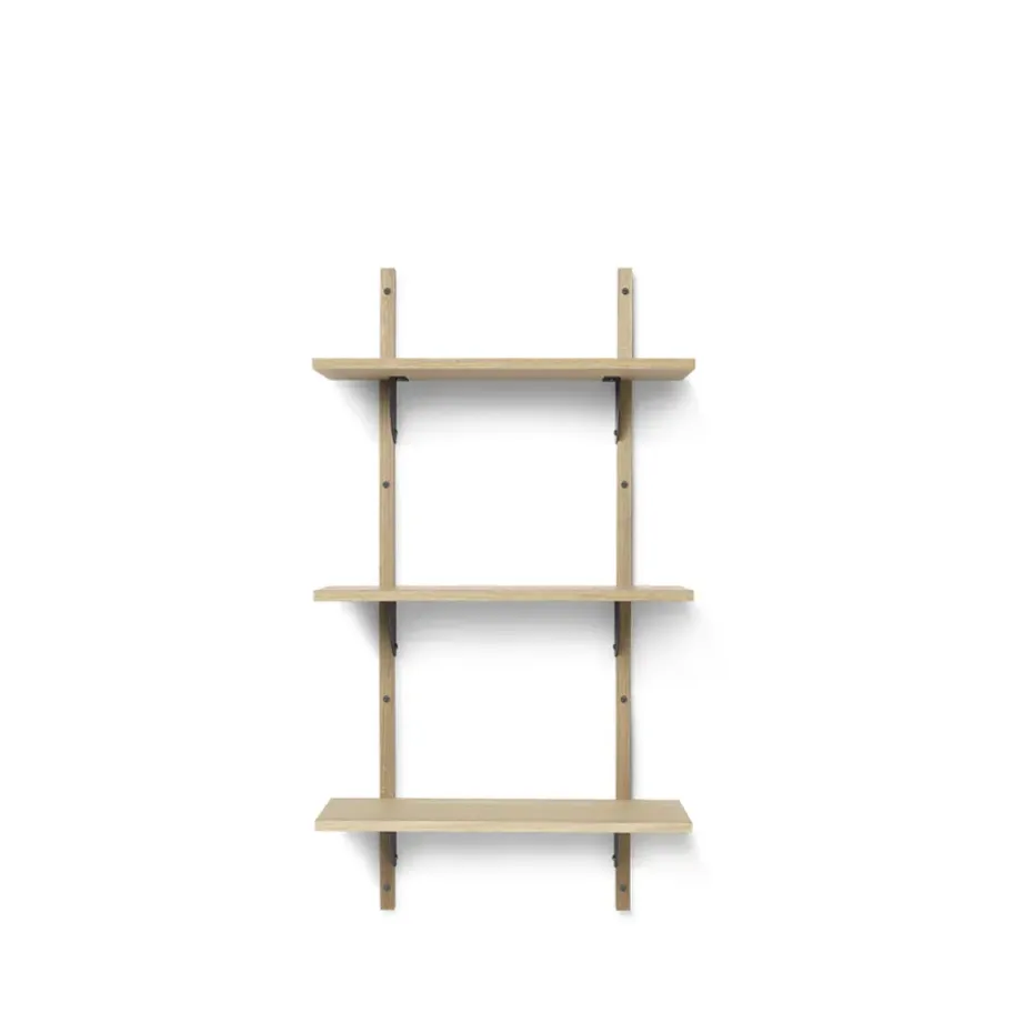 Sector hylly triple narrow, Natural oak, s/l, musta messinki