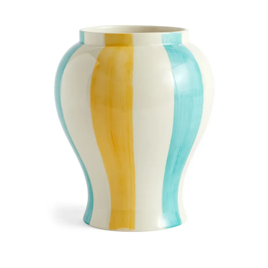 Sobremesa stripe maljakko L 25 cm, Green-yellow