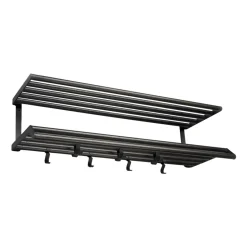 Tamburin hattuhylly 100 cm, Mustaksi petsattu tammi-musta