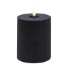 Uyuni LED pöytäkynttilänjalka melted, Musta rustiikki, Ø7,8x10 cm