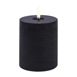 Uyuni LED pöytäkynttilänjalka melted, Musta rustiikki, Ø7,8x10 cm