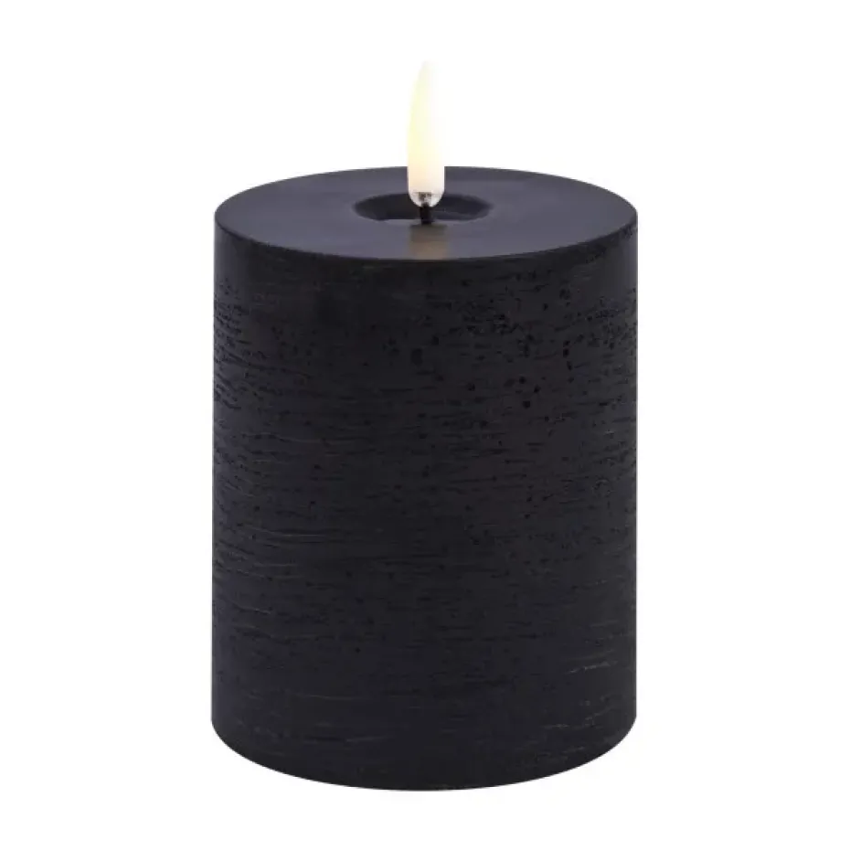 Uyuni LED pöytäkynttilänjalka melted, Musta rustiikki, Ø7,8x10 cm