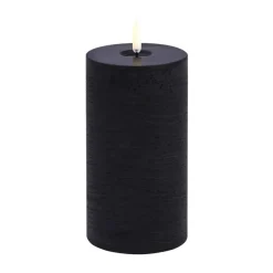 Uyuni LED pöytäkynttilänjalka melted, Musta rustiikki, Ø7,8x15 cm