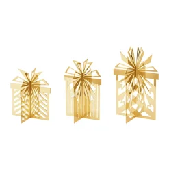 Vuoden 2025 joulukoriste pöydälle, joululahja 3 osaa, Kullattu ruostumaton teräs