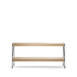 Zet hyllyjärjestelmä, Natural oak, 1x2, black steel base