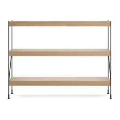 Zet hyllyjärjestelmä, Natural oak, 1x3, black steel base